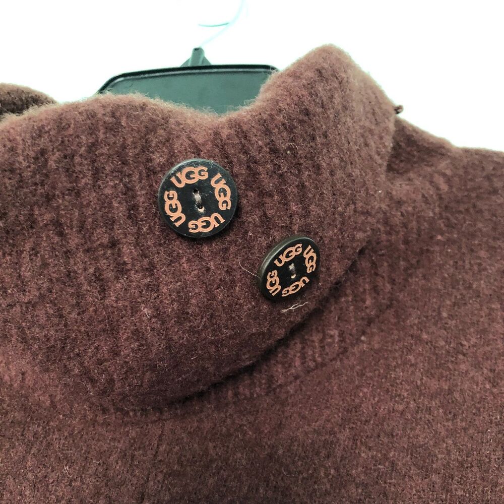 UGG Poncho Sweater Womens L/XL Brown Turtleneck Fringe Wool - Picture 2 of 9